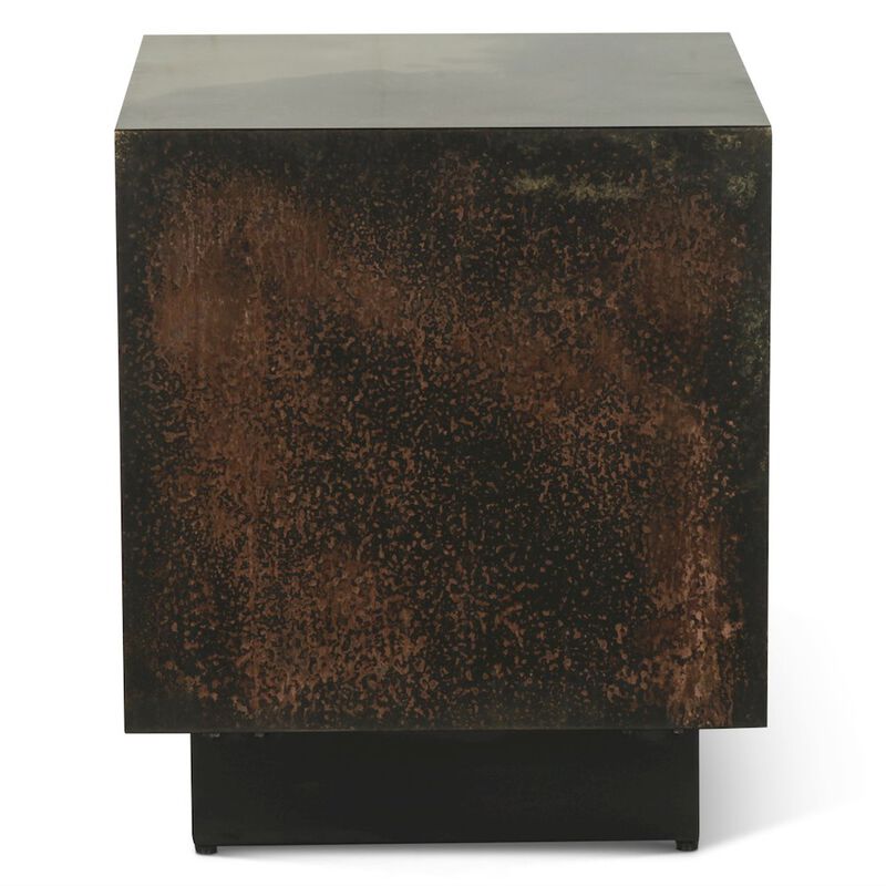 World Interiors St. George Square Side Table in Oxidized Copper