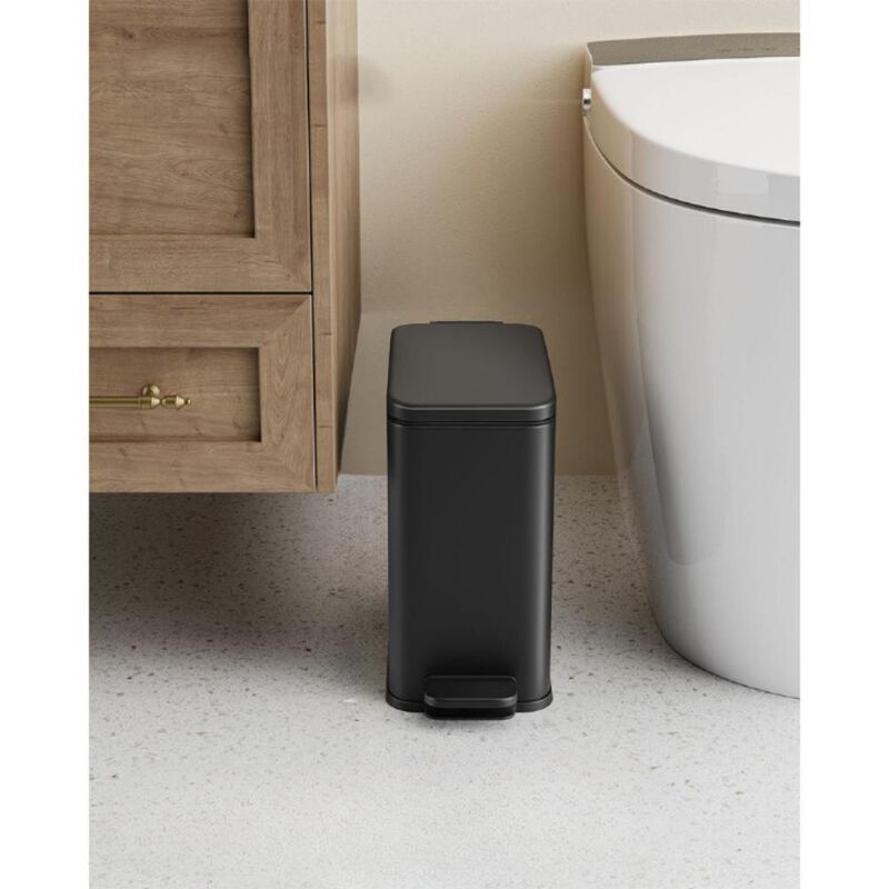 Bathroom Wastebasket with Lid – Slim, Space-Saving Trash Can for Tight Bathrooms or Apartment Use