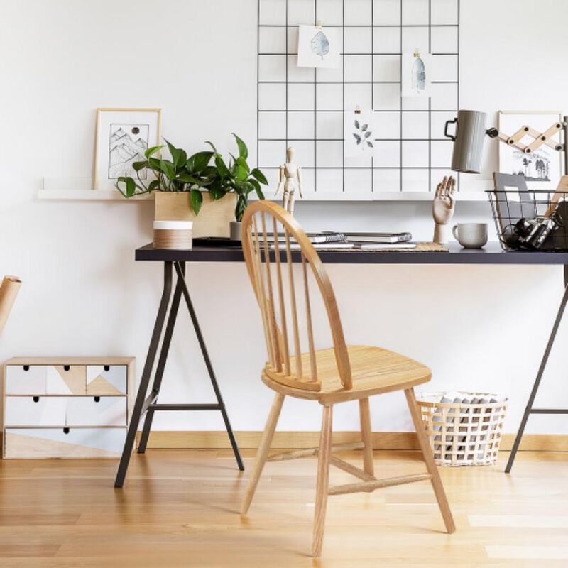 Vintage Windsor Dining Side Wood Chairs Set of 2