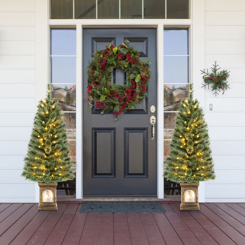 Pre-Lit Potted Christmas Tree with Pine Needles for Festive and Compact Holiday Decor image number 2
