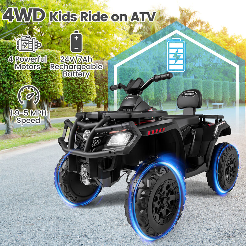 24V Two Seater Kids ATV Vehicle with 4 Motors Music and LED Light Features image number 5