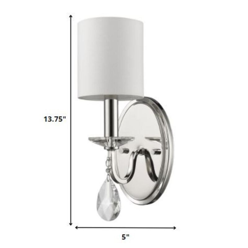 Hivvago Silver Three Light Wall Sconce with White Fabric Shade