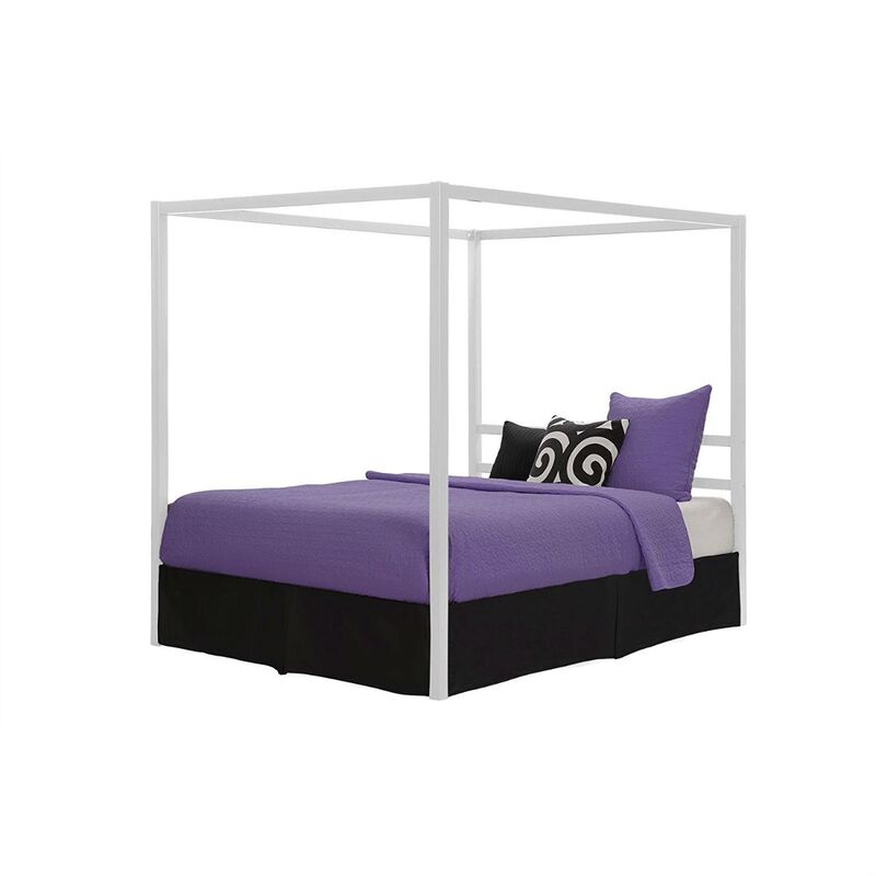 Hivvago Full size Modern White Metal Canopy Bed Frame