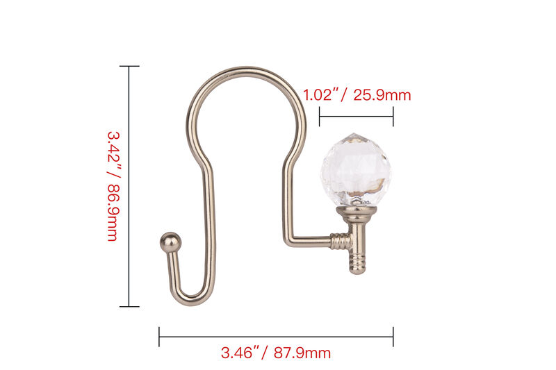 Zinc Double Shower Curtain Hooks, Set of 12 image number 5