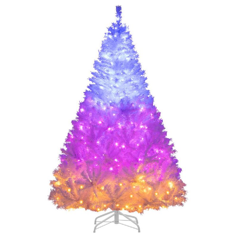 Pre-Lit Hinged Xmas Tree, Artificial Christmas Tree with 11 Light Modes image number 3