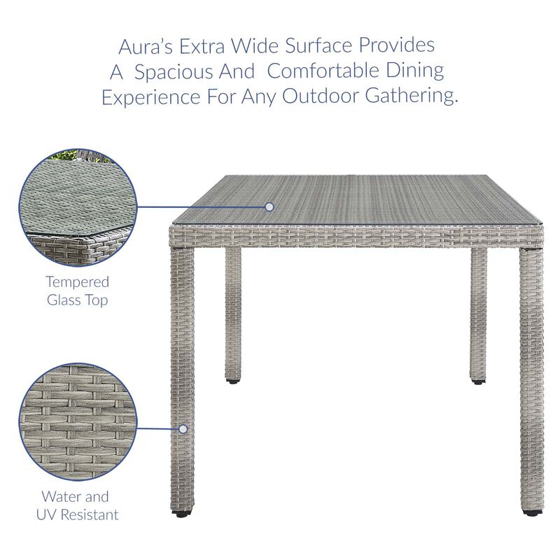 Modway - Aura 68" Outdoor Patio Wicker Rattan Dining Table Gray image number 1