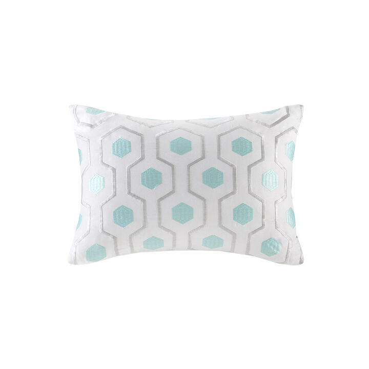 Gracie Mills Fionnuala Solid Embroidered Comforter Set with Chevron Sheets and Decorative Pillow