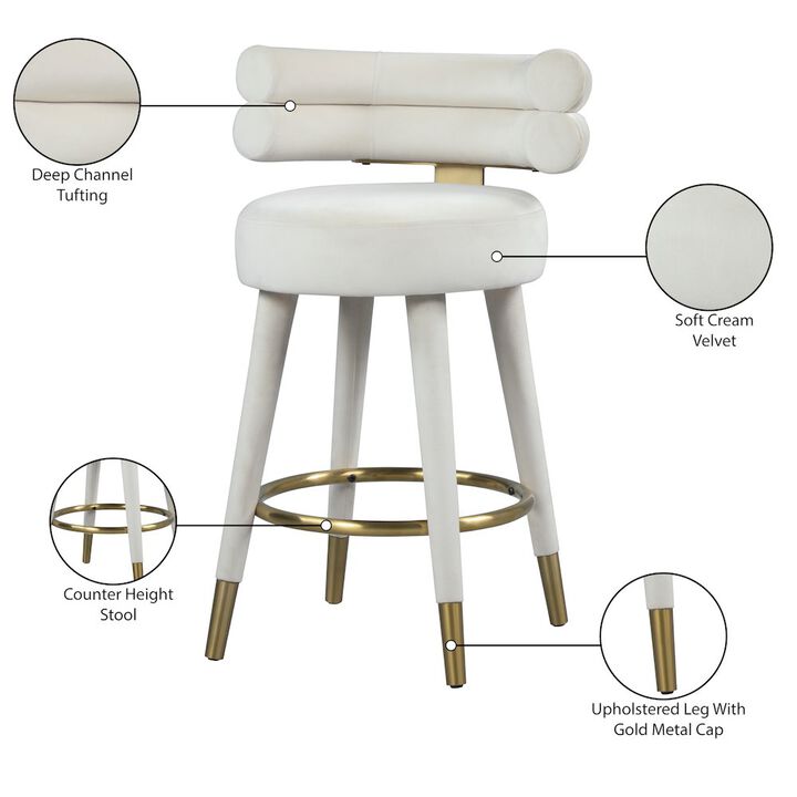 Meridian Furniture Fitzroy Velvet Counter Stool, Set of 2