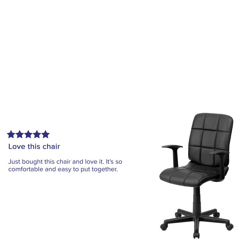 Clayton Mid-Back Quilted Vinyl Swivel Task Office Chair with Arms image number 2