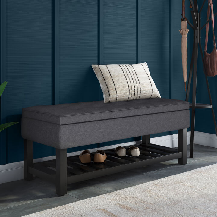 Simpli Home Cosmopolitan Storage Ottoman Bench with Open Bottom