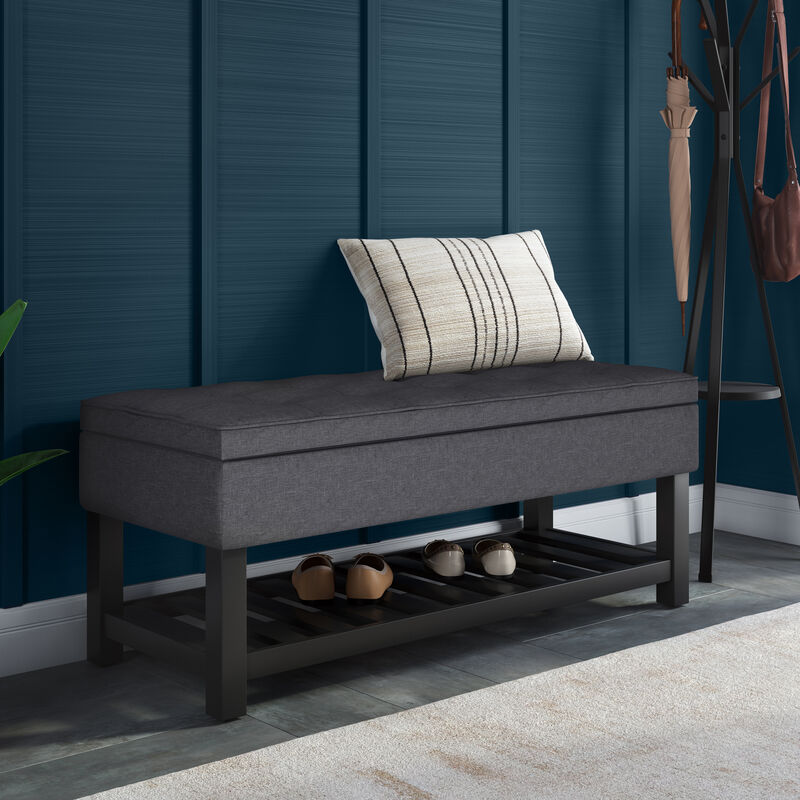 Simpli Home Cosmopolitan Storage Ottoman Bench with Open Bottom image number 1