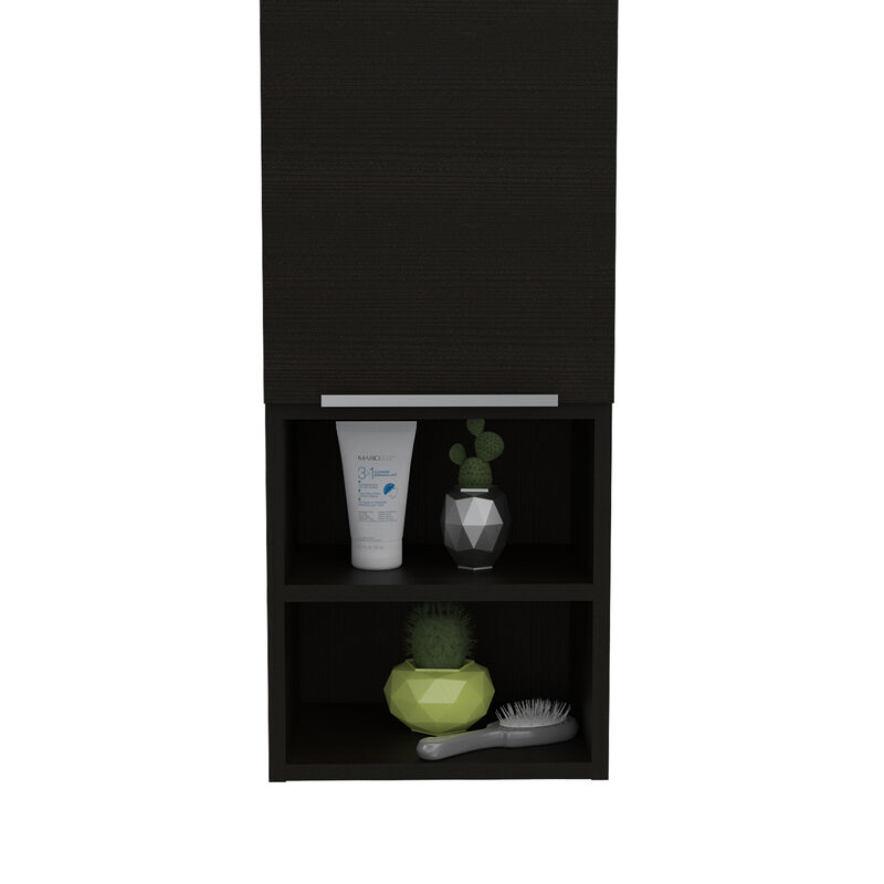 DEPOT E-SHOP Savona Medicine Single Door Cabinet, Two External Shelves, Two Interior Shelves, Black