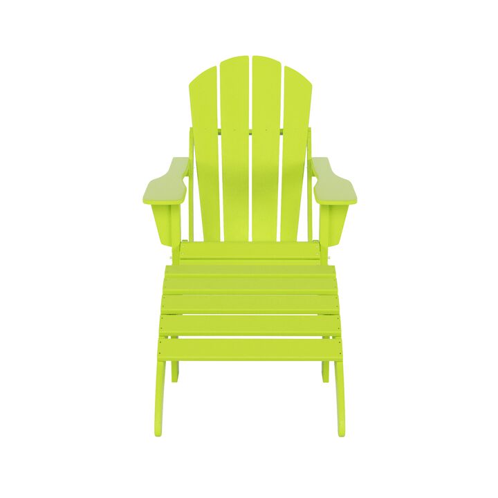 WestinTrends Folding Adirondack Chair With Footrest Ottoman Set