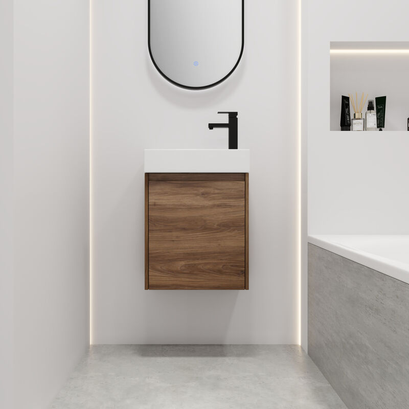 18 Inch Floating Small Bathroom Vanity With Single Sink, Suitable For Small Bathroom-BVB03018BRE