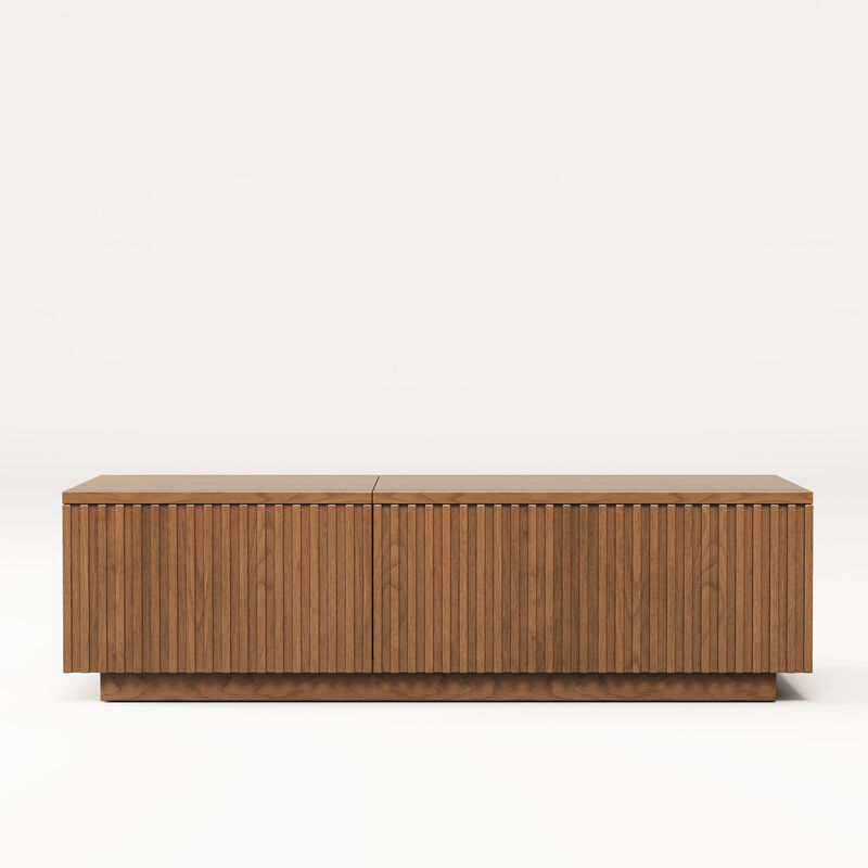 Wooden Coffee Table with 2 Drawers & Lift-Top Storage Legless 51.1" Brown