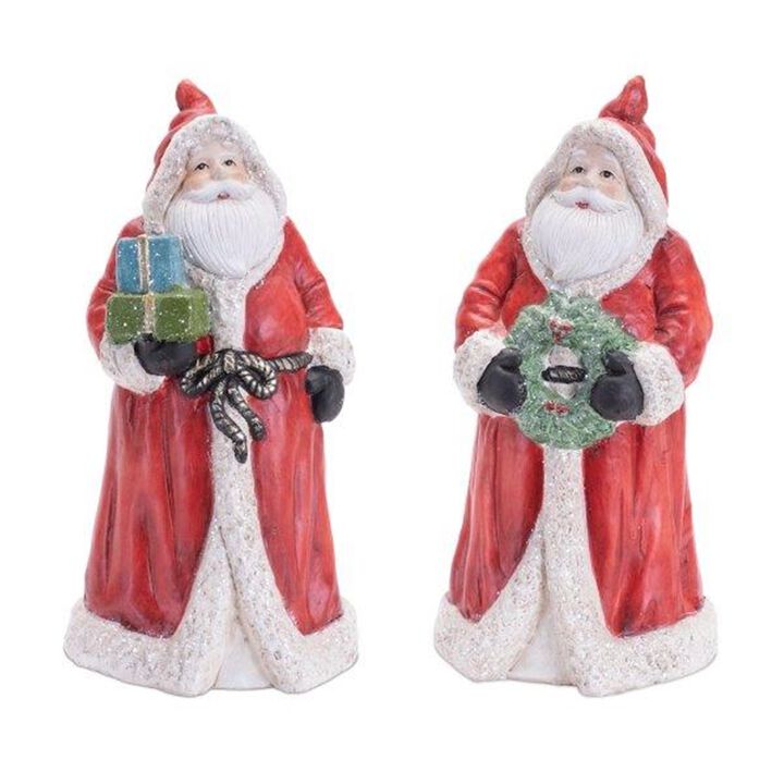 Set of 2 Hooded Terracotta Santa Figurines – Rustic Christmas Decorations for Tabletop, Mantel or Shelf, Neutral Holiday Decor Accents
