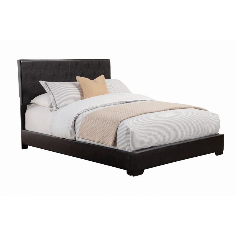 Contemporary Style Leatherette California King Size Panel Bed, Black-Benzara image number 1