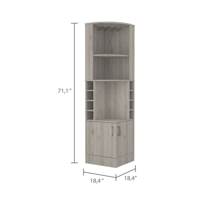 Isabelle 8-Bottle 2-Shelf Bar Cabinet Light Gray