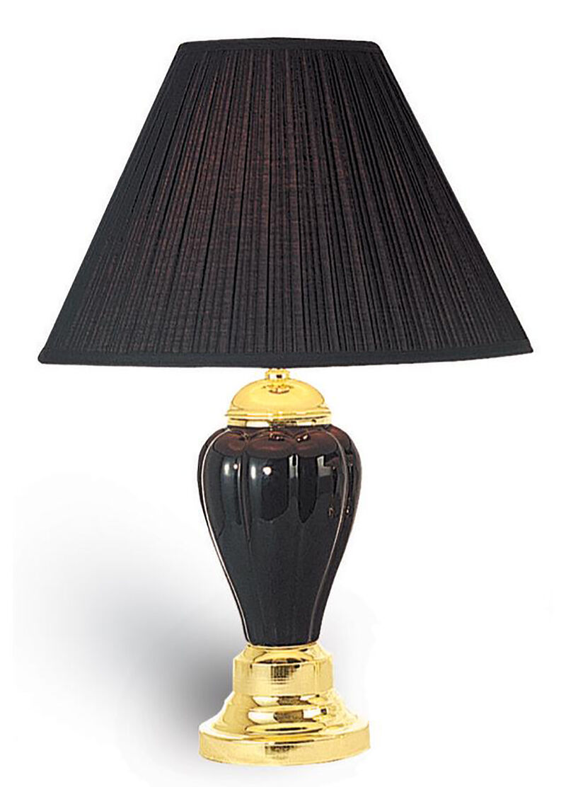 Hivvago 27" Black and Gold Ceramic Urn Table Lamp With Black Empire Shade
