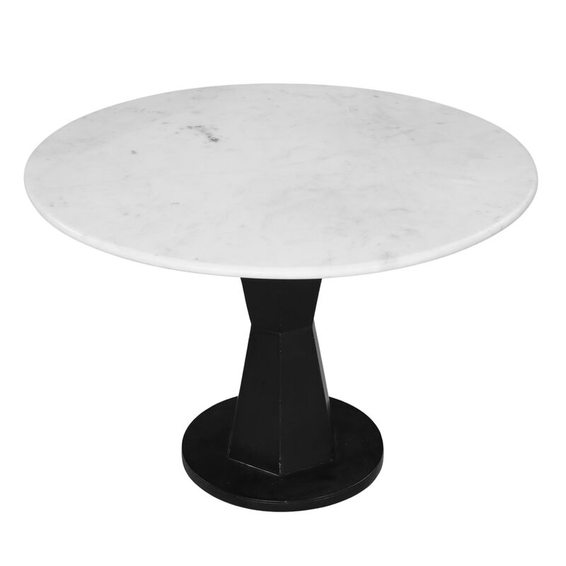 Riko Coffee Table, White Marble Top on Modern Iron Stand, Round Table, 27"