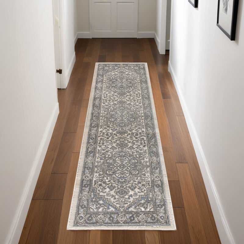 HomeRoots Medallion Distressed Runner Rug image number 1