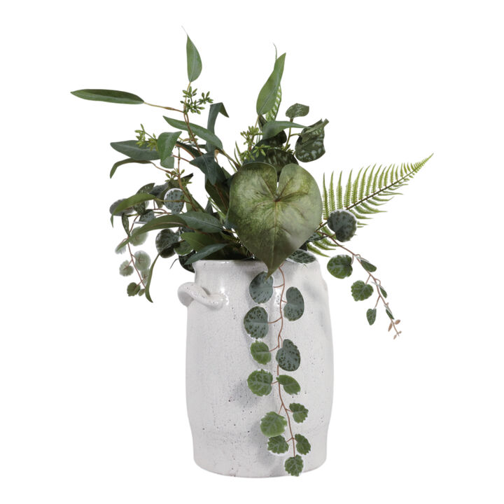 12x10" Crackle Finish Vase, White