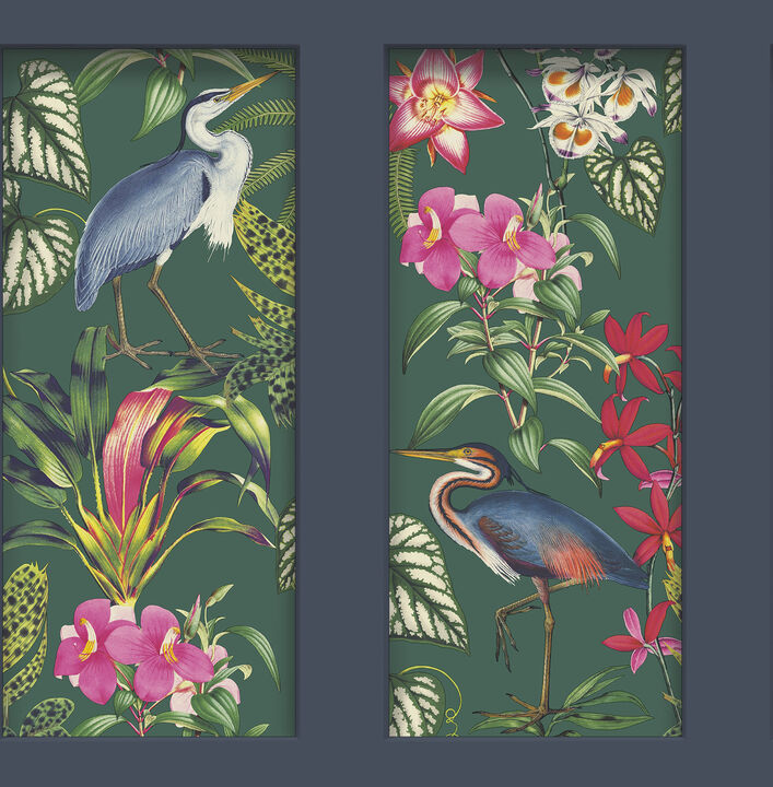 Silas Dark Blue Tropical Panel Wallpaper