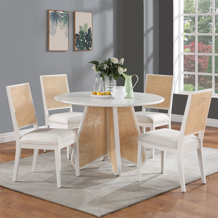 Meridian Furniture Butterfly Cream Linen Textured Fabric Dining Chair, Set of 2