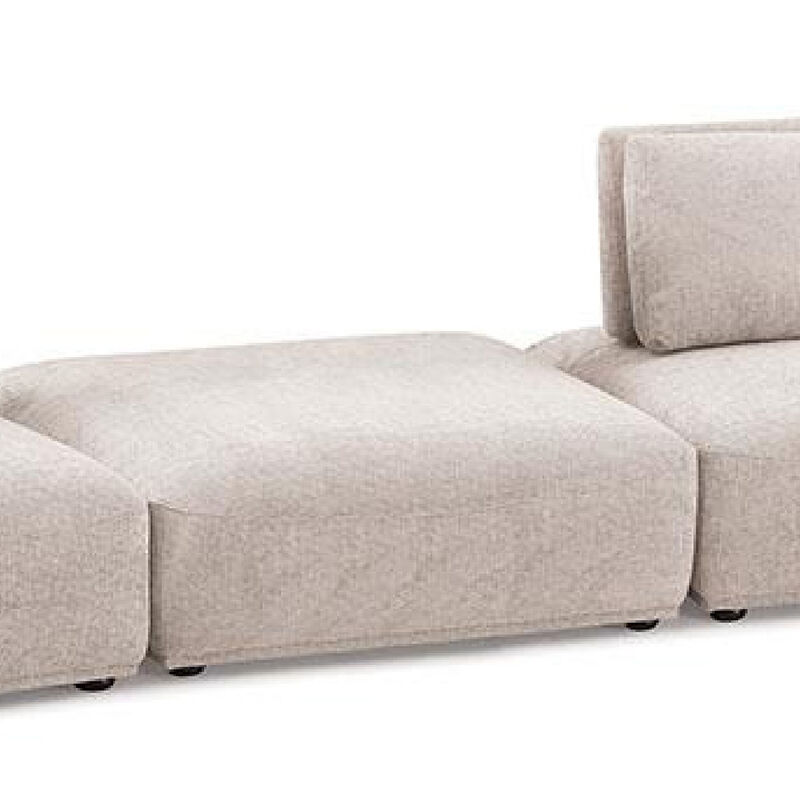 Stavan Modular 2 Seat Sofa, Square Ottoman Light Brown Boucle 114 Inch - Benzara
