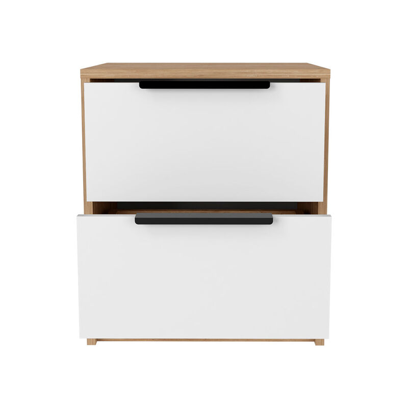 Modern Nightstand 19" H, Two Drawers, White