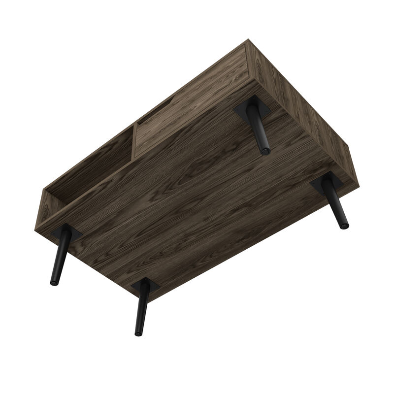 DEPOT E-SHOP Kobe Coffee Table, One Open Shelf, One Drawer, Dark Walnut