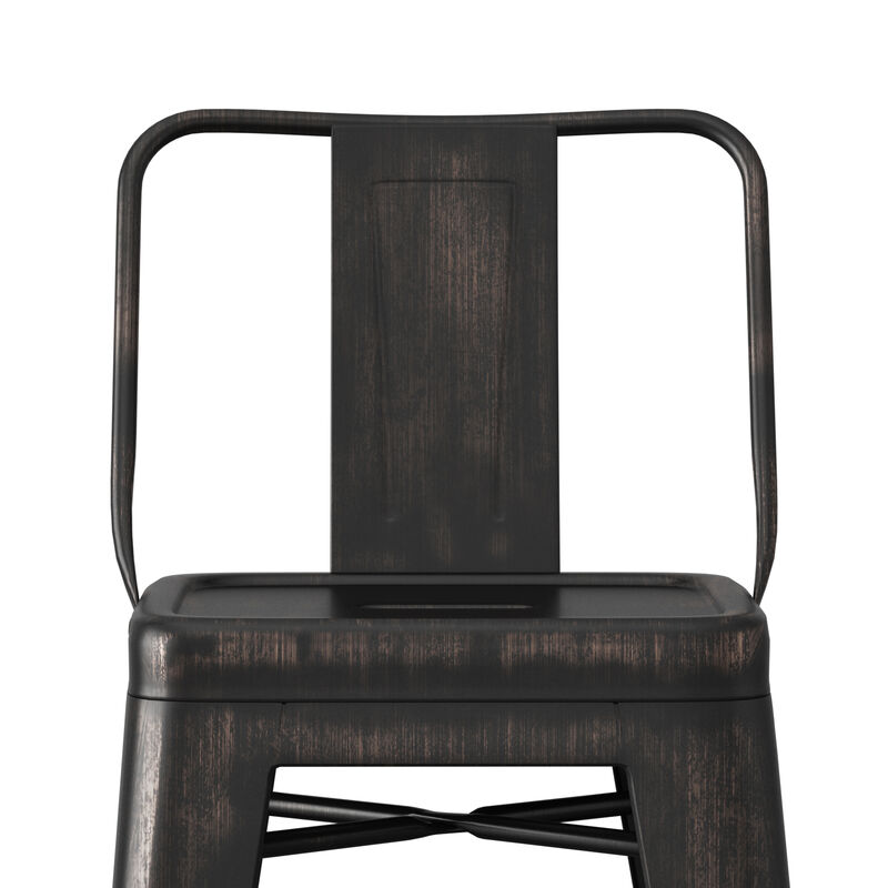 Rayne Industrial Metal 24 inch Counter Height Stool (Set of 2) in Distressed Black