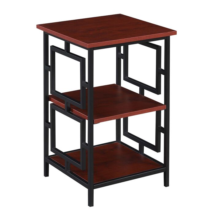 Convenience Concepts Town Square Metal Frame End Table, Cherry/Black