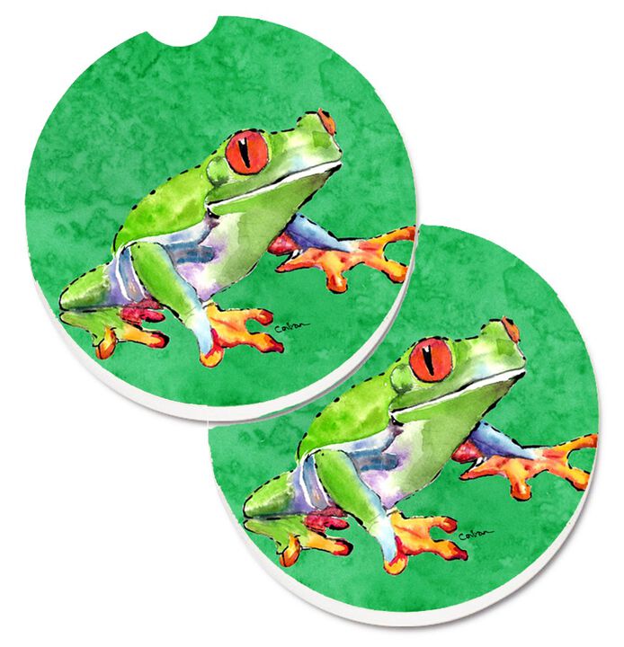 Caroline's Treasures Frog Set of 2 Cup Holder Car Coasters 8688CARC, 2.56, Multicolor