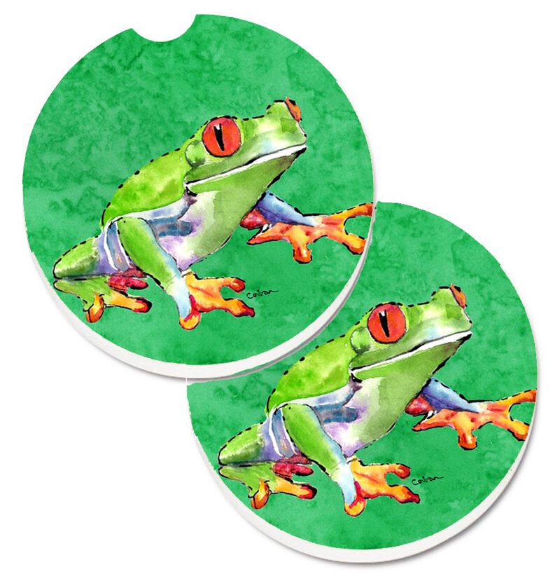 Caroline's Treasures Frog Set of 2 Cup Holder Car Coasters 8688CARC, 2.56, Multicolor