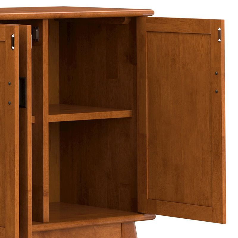 Simpli Home Draper Solid Hardwood Mid Century 4 Door Sideboard Buffet In Teak Brown image number 2