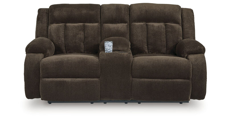 Greely Bend Power Reclining Loveseat with Console in Brown image number 0
