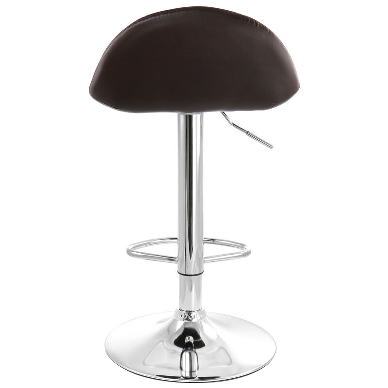 Elama 2 Piece Adjustable Faux Leather Bar Stool in Dark Brown with Chrome Base