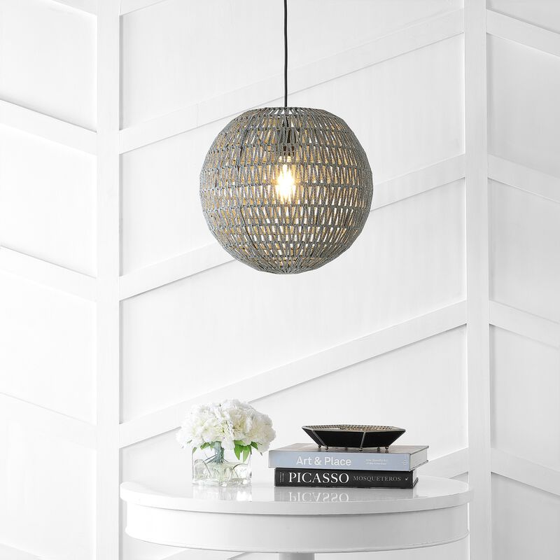 Luna Bohemian Modern Woven Rattaniron LED Pendant