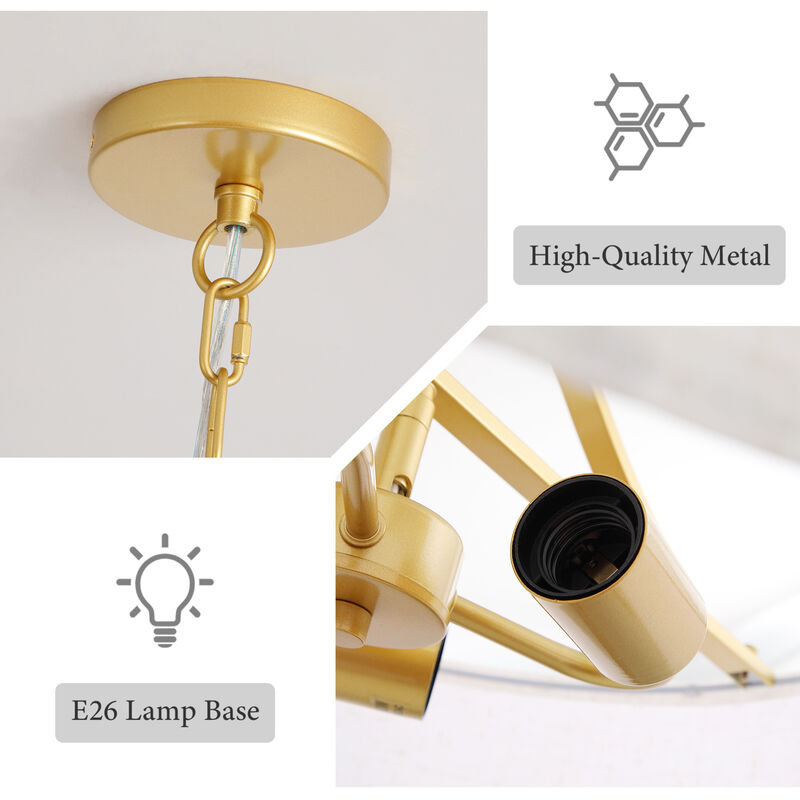 ELEMENT ACE Adjustable Height Drum Pendant Ceiling Light Fixture, Transitional Chandelier for Dining Room Over Table, Kitchen Island, Living Room Entryway image number 9