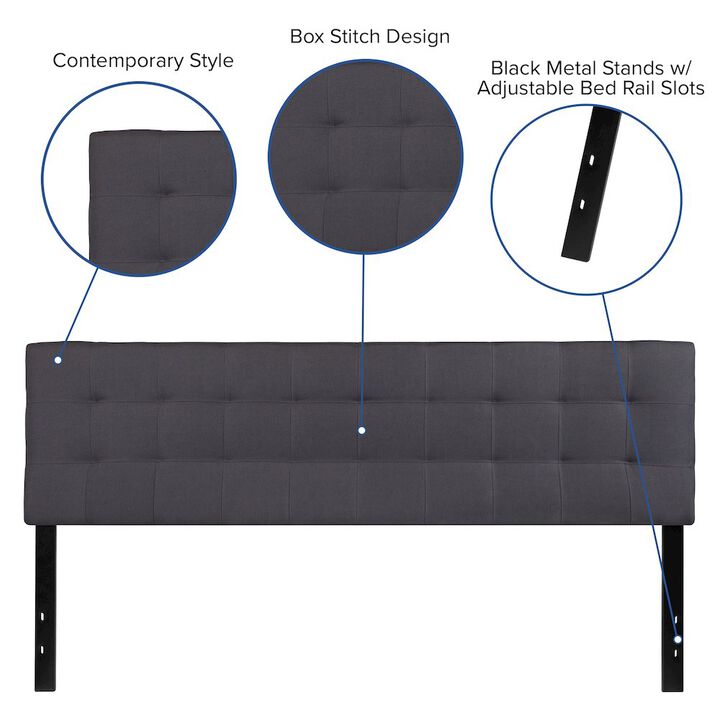 Flash Furniture Tufted Upholstered King Size Headboard in Dark Gray Fabric