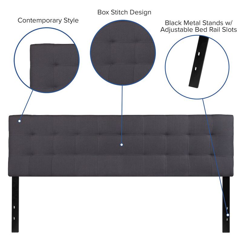 Flash Furniture Tufted Upholstered King Size Headboard in Dark Gray Fabric image number 1