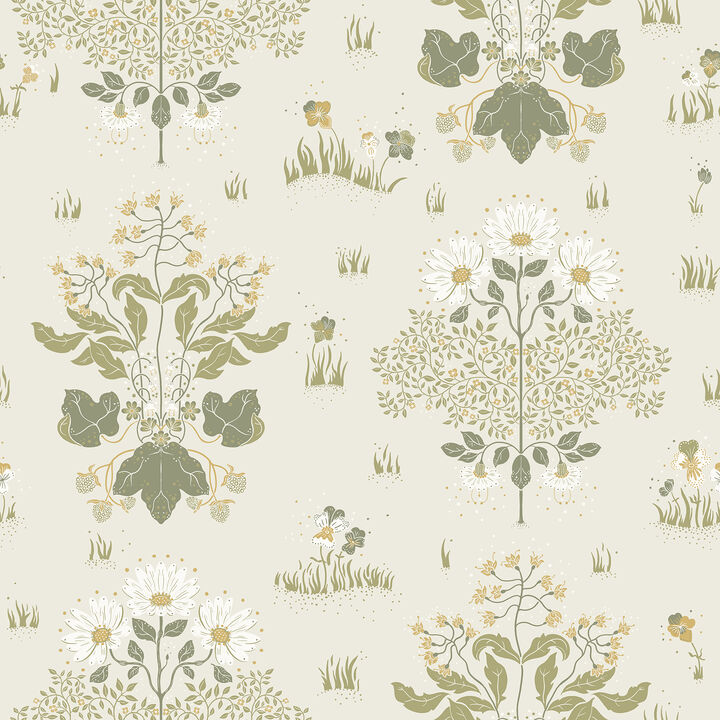 Elda Olive Delicate Daisies Wallpaper (Set of 2)