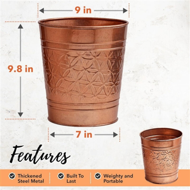 Metal Waste Basket&ndash; Bathroom or Bedroom Trash Can image number 4