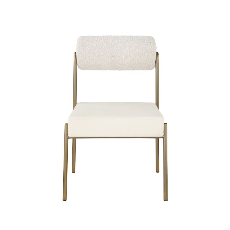 Meridian Furniture Carly Cream Vegan Leather Seat / Boucle Fabric Back Dining Chair, Set of 2