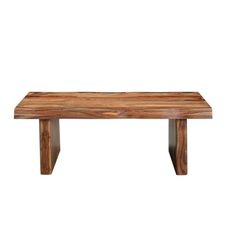 HomeRoots 51" Brown Solid Wood Live Edge Coffee Table image number 0