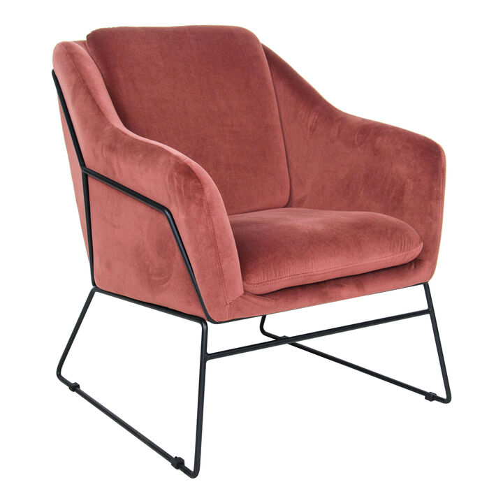 LeisureMod Harmony Velvet Accent Armchair in Pink