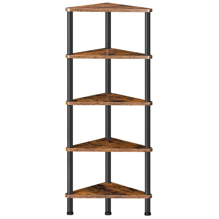 Industrial Style Corner Bookcase 5 Shelf Unit for Space Saving Storage