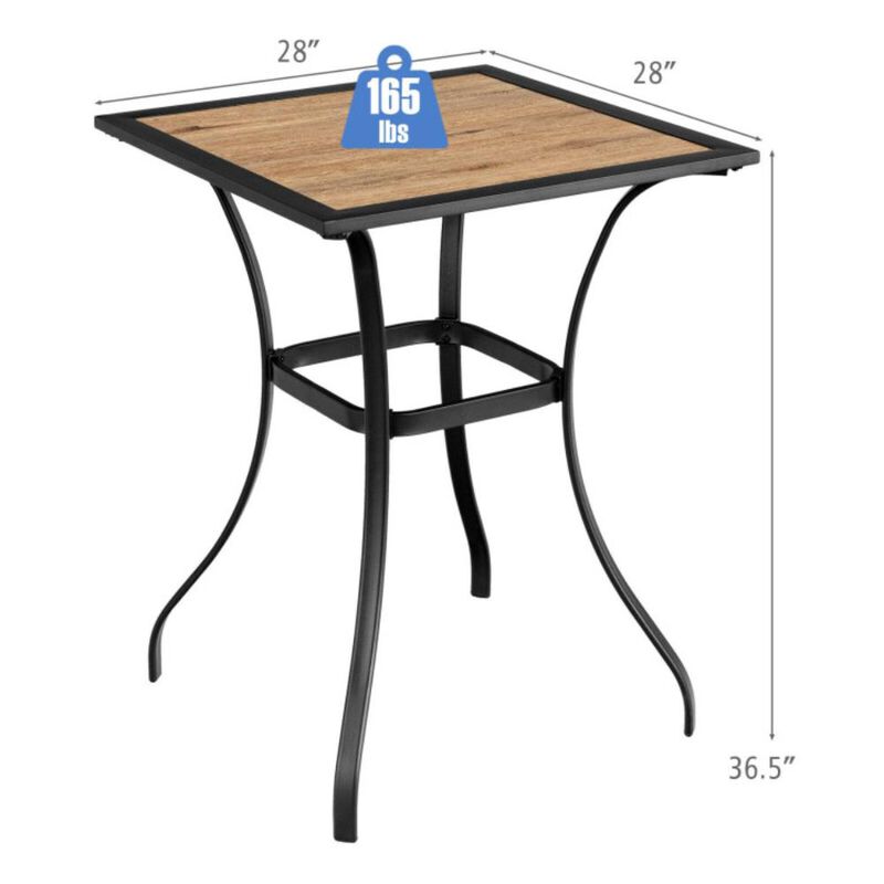 Hivvago Patio Square Bar Table for Garden Backyard
