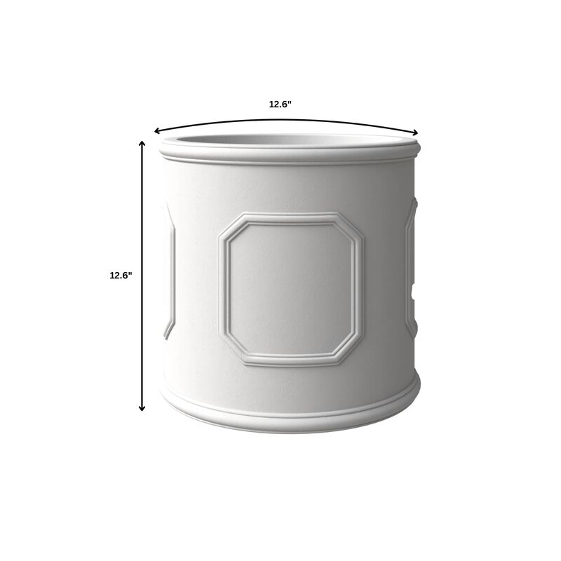 Leisuremod Meadow Series Poly Stone Planter Set in White